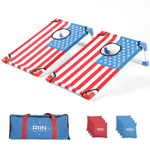 Portable Cornhole Game Set with 8 Bean Bags, Red & Blue