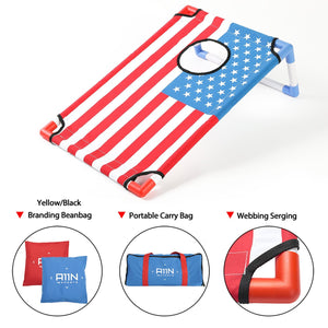 Portable Cornhole Game Set with 8 Bean Bags, Red & Blue