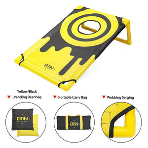 Portable Cornhole Game Set with 8 Bean Bags, Yellow & Black