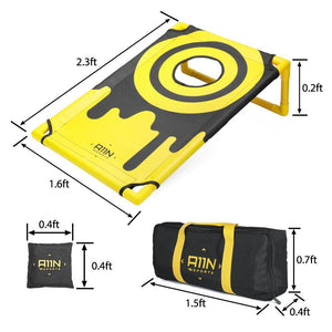 Portable Cornhole Game Set with 8 Bean Bags, Yellow & Black