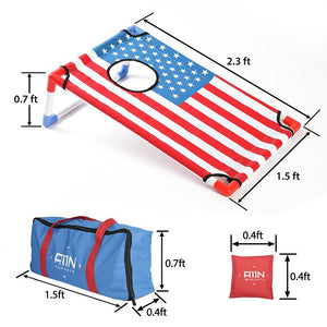 Portable Cornhole Game Set with 8 Bean Bags, Red & Blue